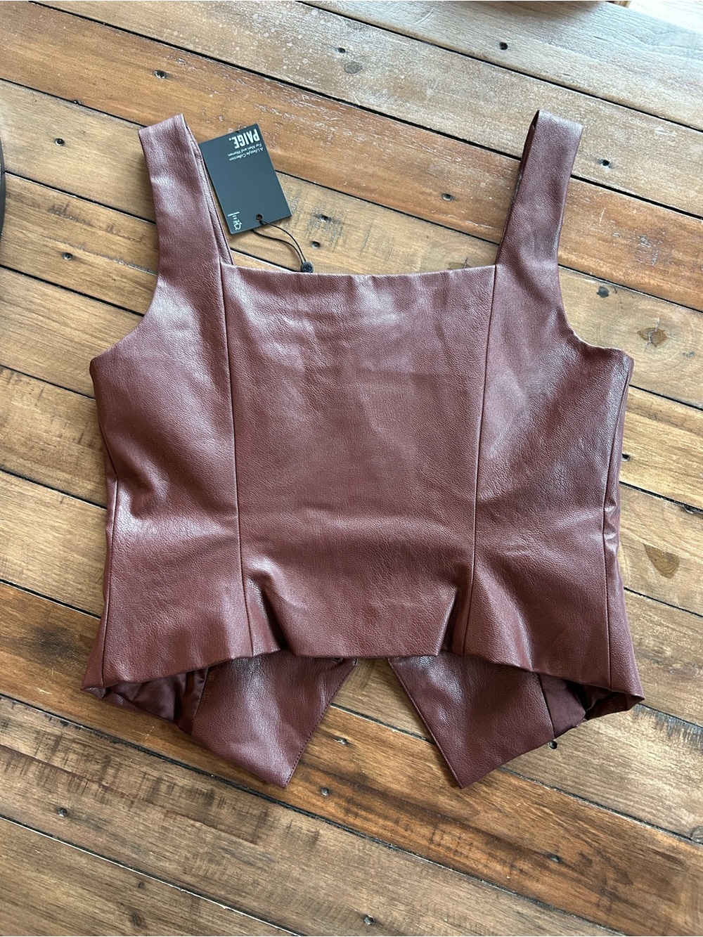 NWT Paige Irene Vegan Leather Vest Rum Raisin Burgundy 2 - Picture 8 of 12